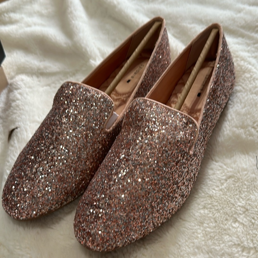 NWB Birdies Starling Flat Loafer Disco Ball Glitter Pink Size 9.5